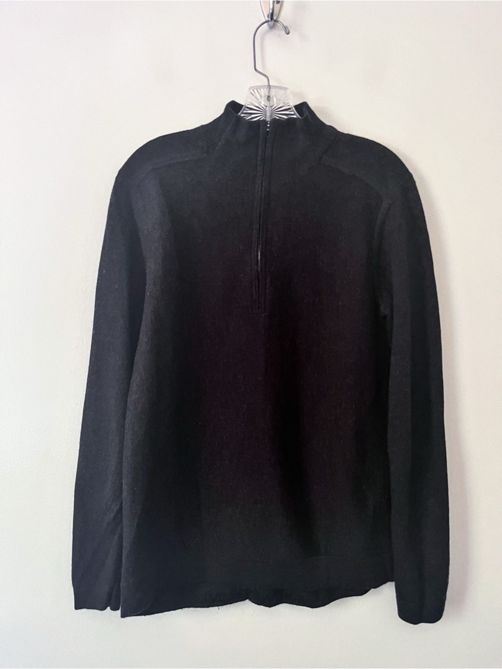 Lululemon Alpine Air 1/2 Zip Knit Sweater 100% Merino Wool Mock Neck Black Small